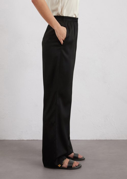 Satin trousers wide — Black