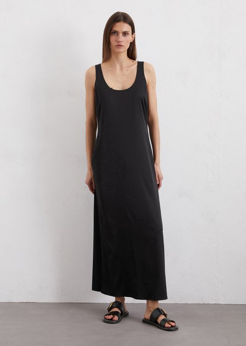 Satin dress regular — Black