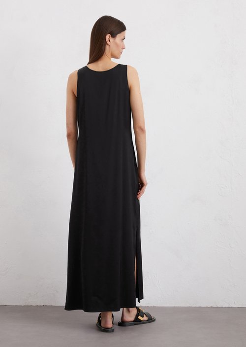 Satin dress regular — Black