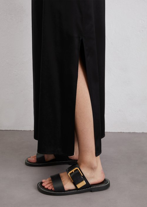 Satin dress regular — Black