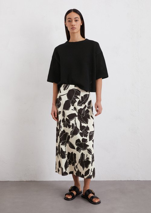 Flared print satin skirt — Multi