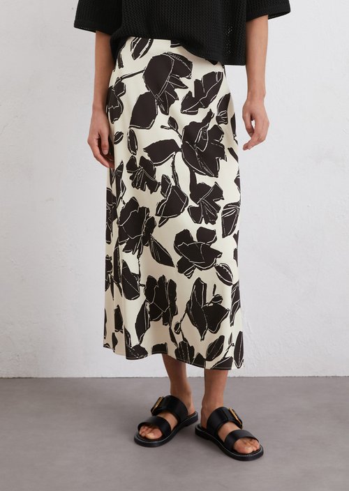 Flared print satin skirt — Multi