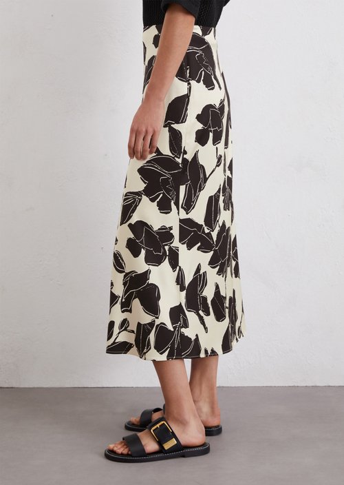 Flared print satin skirt — Multi