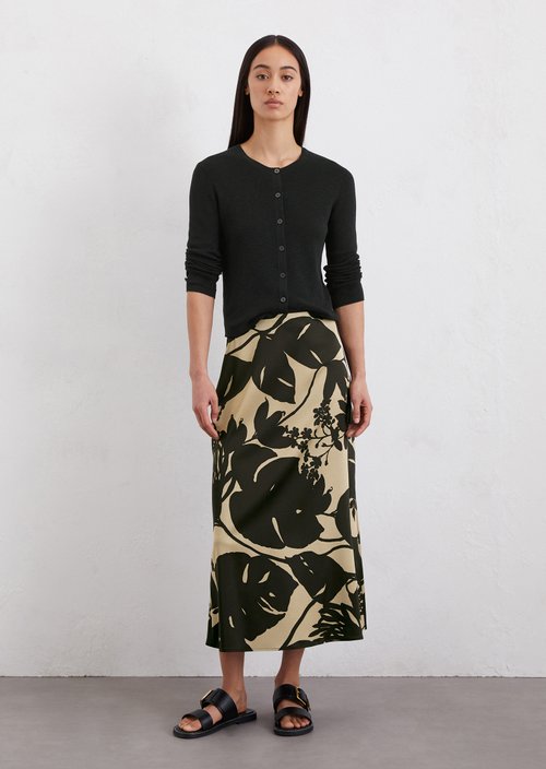 Flared print satin skirt — Multi