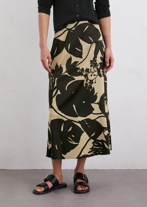 Flared print satin skirt — Multi