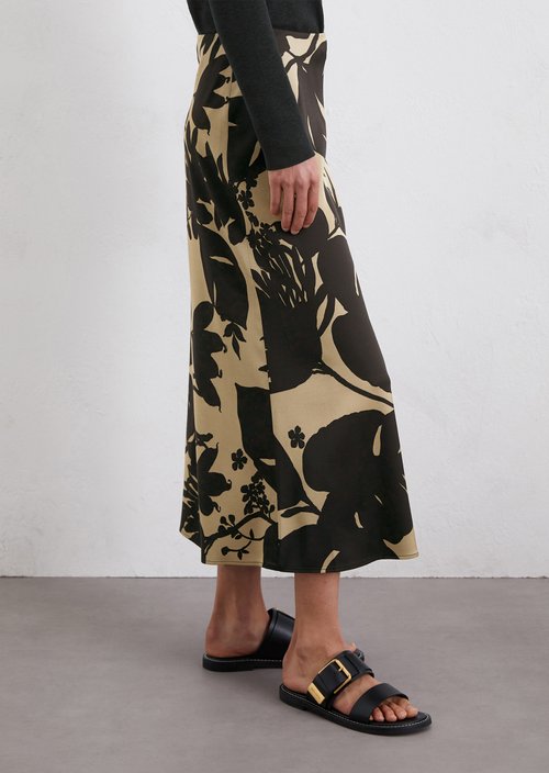 Flared print satin skirt — Multi