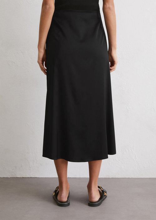 Flared satin skirt — Black