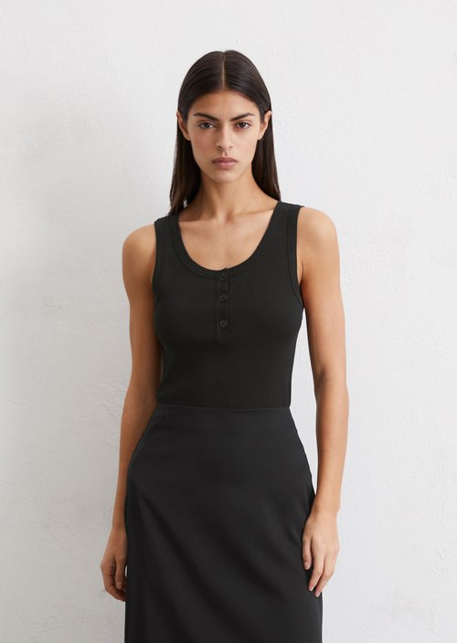Flared satin skirt — Black