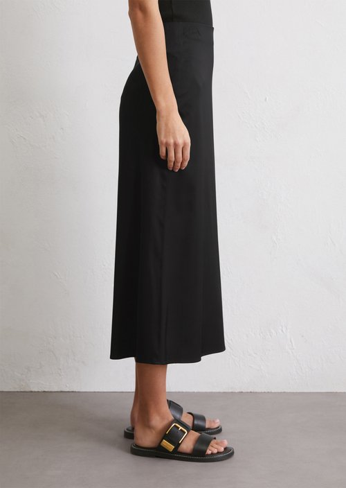 Flared satin skirt — Black