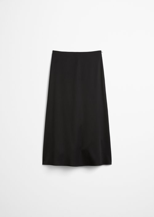 Flared satin skirt — Black