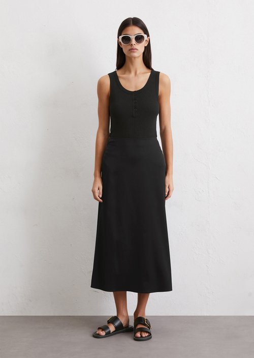 Flared satin skirt — Black