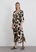 Wrap dress regular made from viscose satin stretch - multicolor