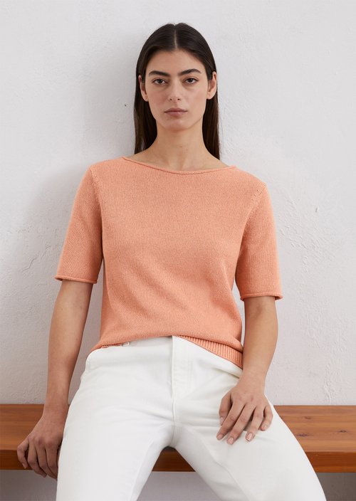 Regular short-sleeved sweater — Light red