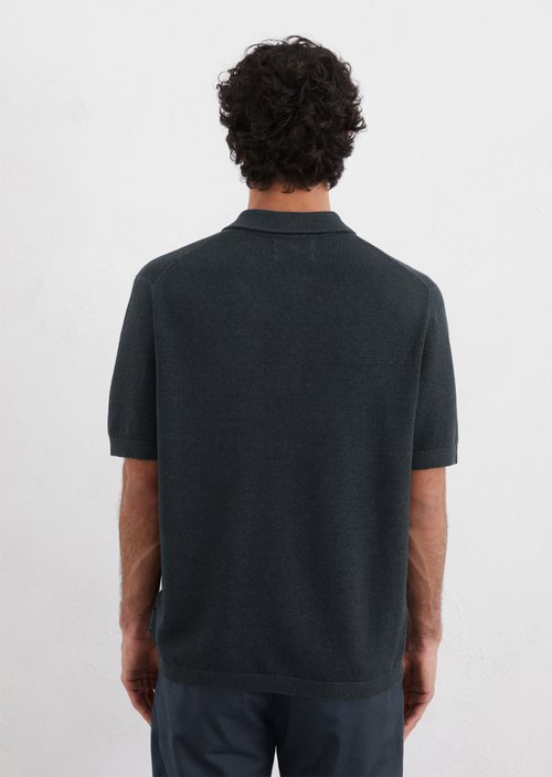 Regular knit polo shirt — Dark blue