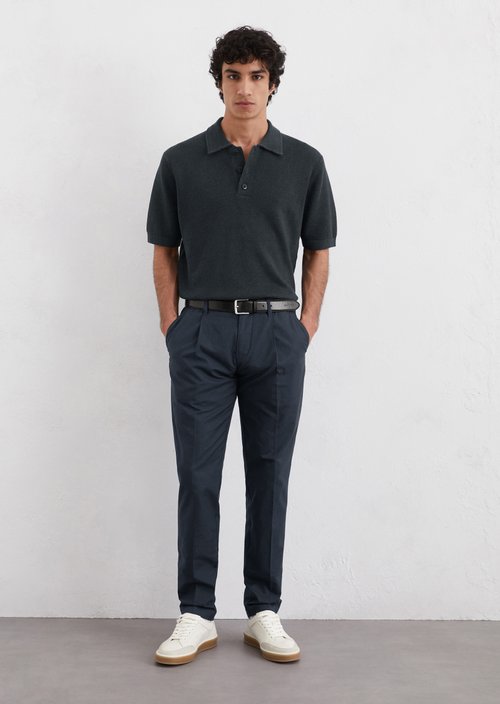 Regular knit polo shirt — Dark blue