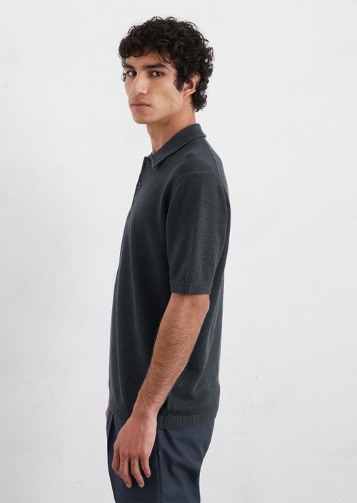 Regular knit polo shirt — Dark blue