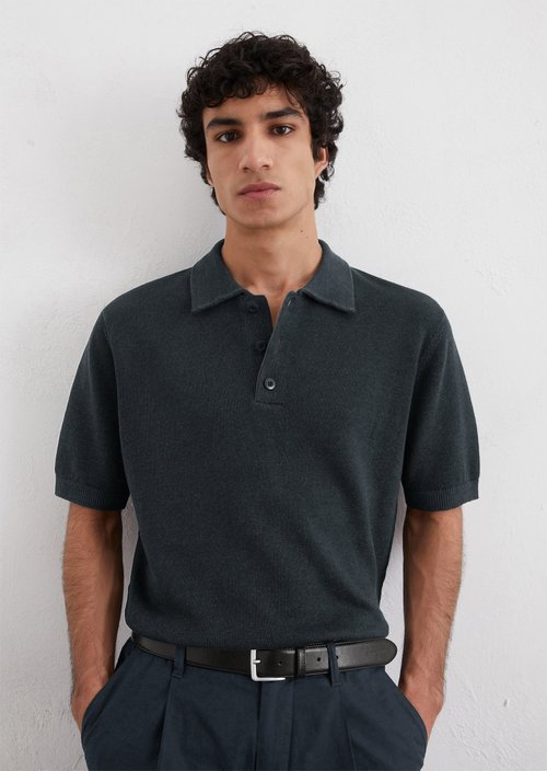 Regular knit polo shirt — Dark blue