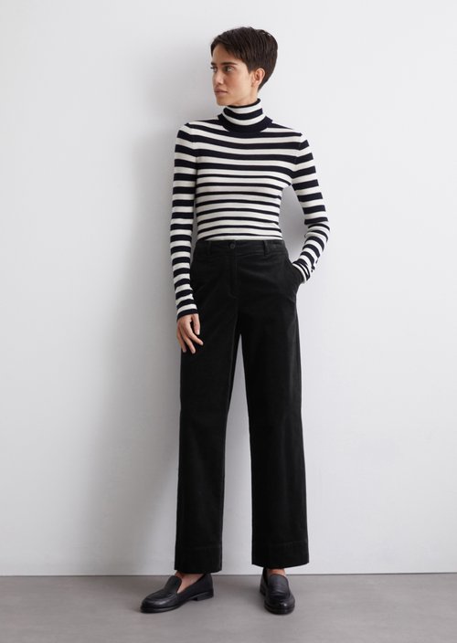Corduroy pants model Lande wide — Dark blue