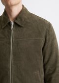 Leather blouson regular made from soft goat velour - green