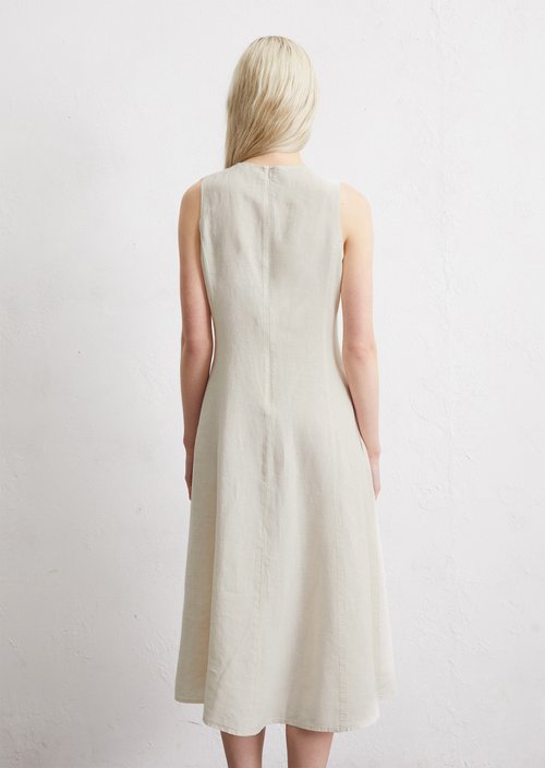 Sleeveless linen dress shaped — Beige