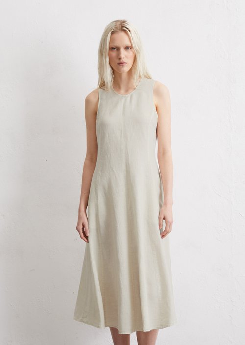 Sleeveless linen dress shaped — Beige