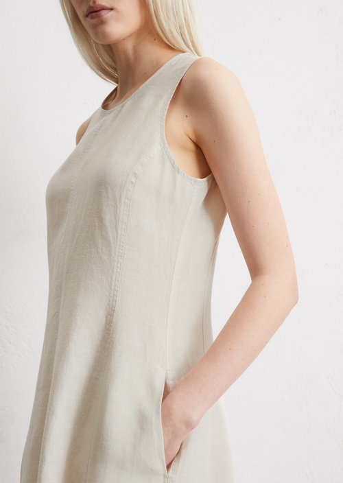 Sleeveless linen dress shaped — Beige