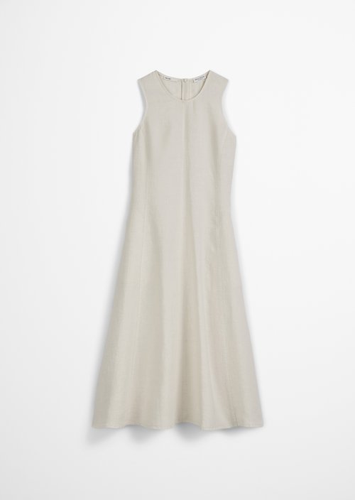 Sleeveless linen dress shaped — Beige