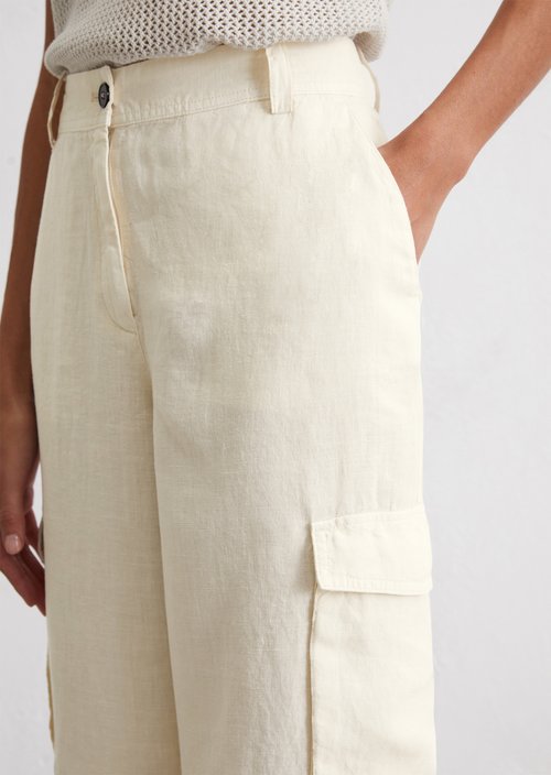 Linen cargopants straight — Beige