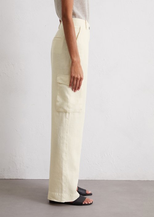 Linen cargopants straight — Beige