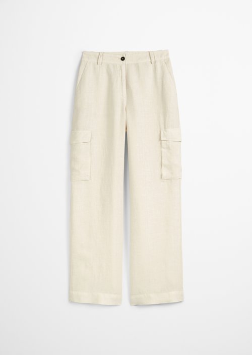Linen cargopants straight — Beige