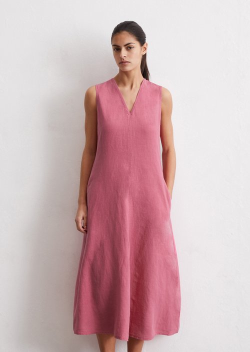 Sleeveless linen dress shaped — Rose
