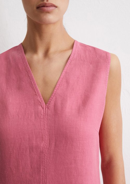 Sleeveless linen dress shaped — Rose