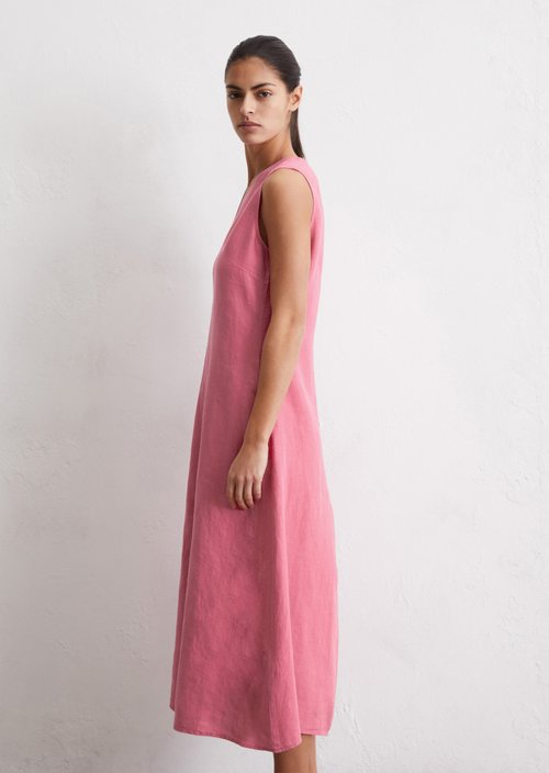 Sleeveless linen dress shaped — Rose