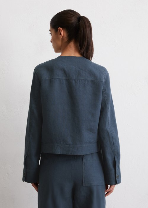 Collarless leash jacket regular — Dark blue