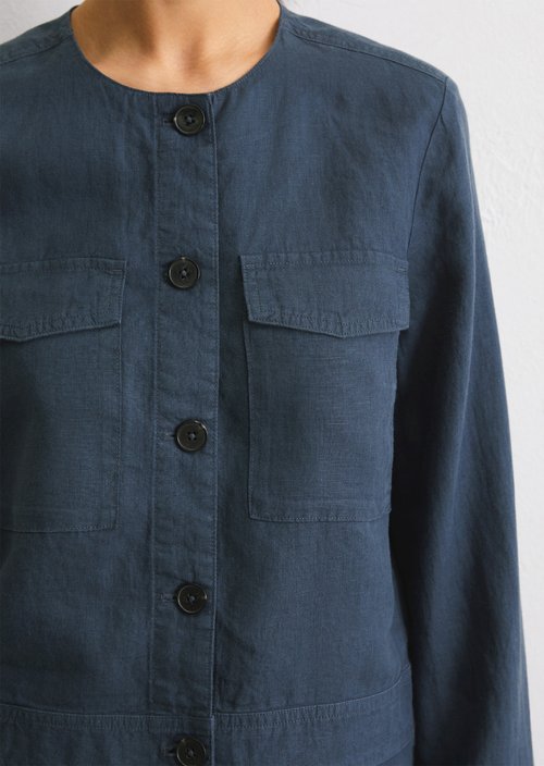 Collarless leash jacket regular — Dark blue
