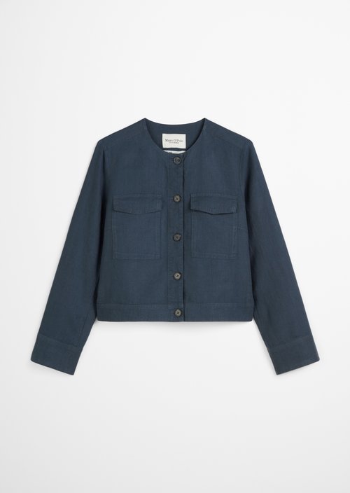 Collarless leash jacket regular — Dark blue