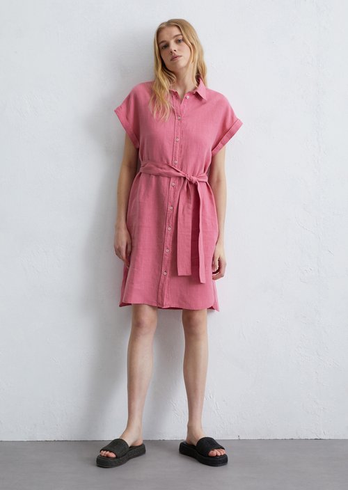 Relaxed linen dress — Rose