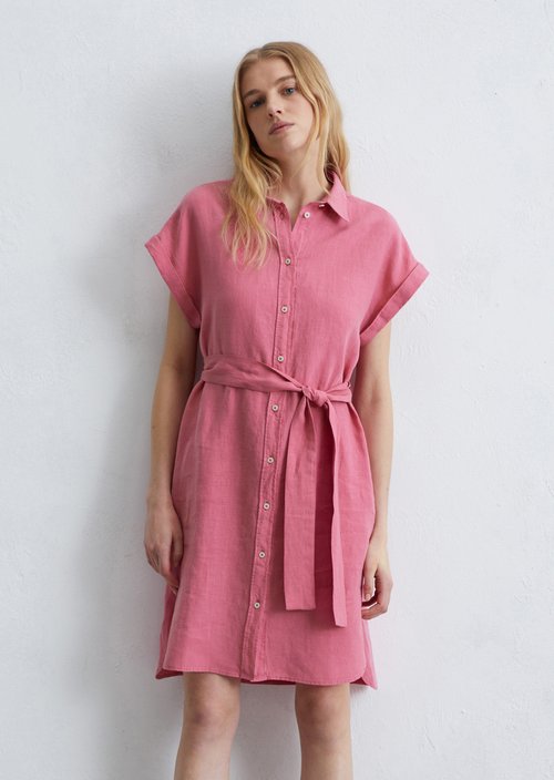 Relaxed linen dress — Rose