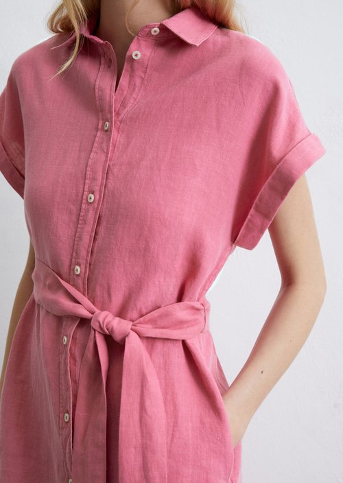 Relaxed linen dress — Rose