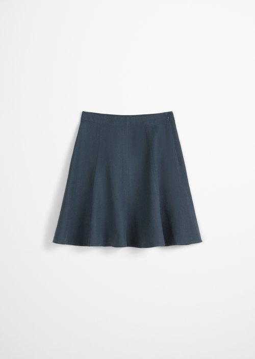 Flared linen mini skirt — Dark blue