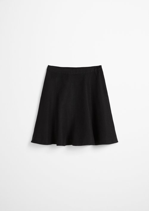 Flared linen mini skirt — Black