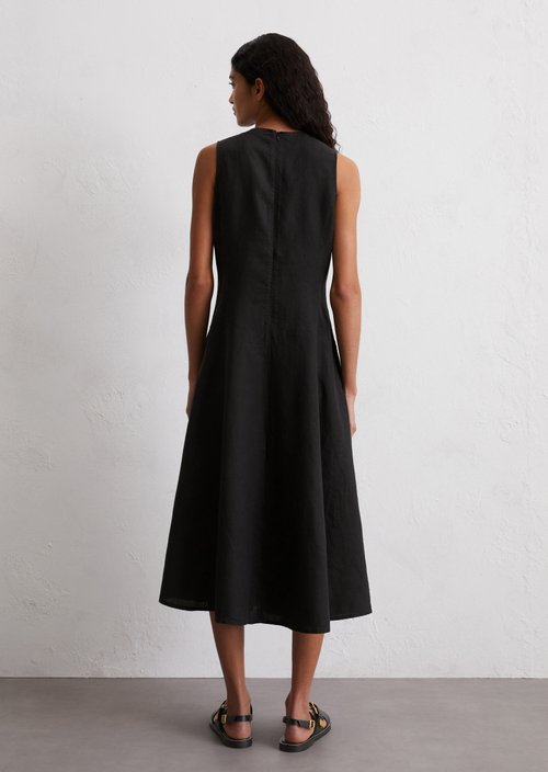 Sleeveless linen dress shaped — Black