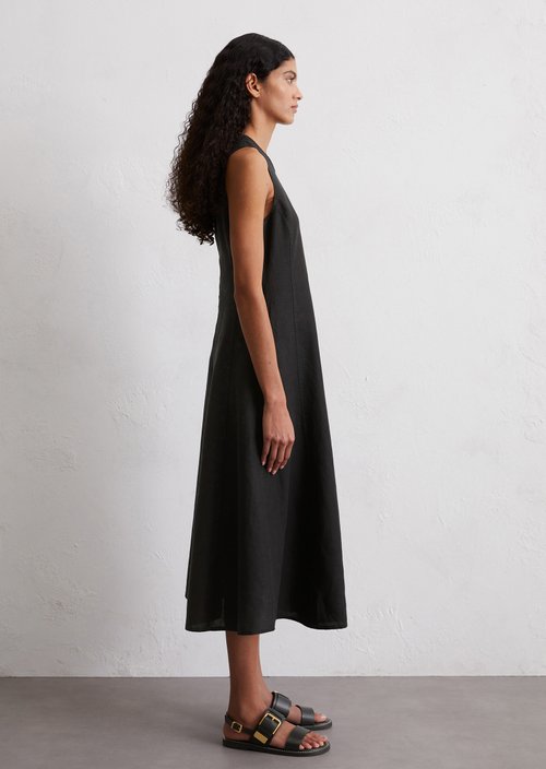 Sleeveless linen dress shaped — Black