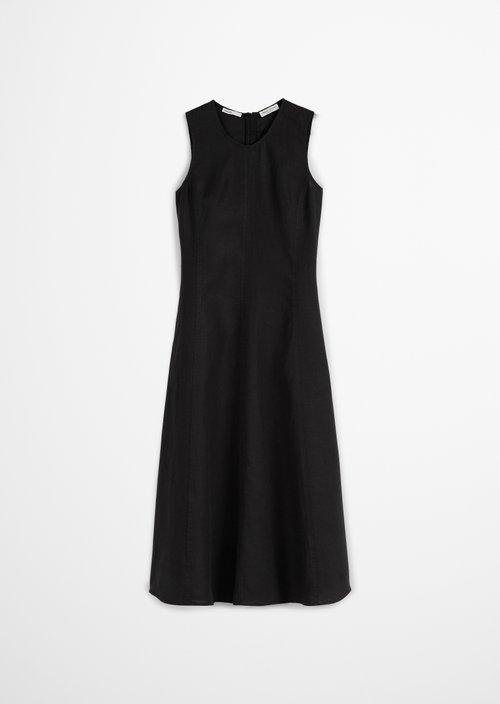 Sleeveless linen dress shaped — Black