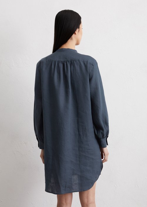 Relaxed linen dress — Dark blue