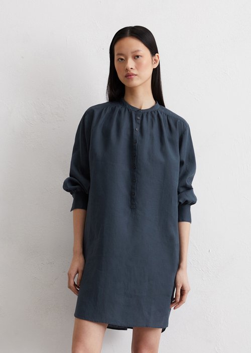 Relaxed linen dress — Dark blue