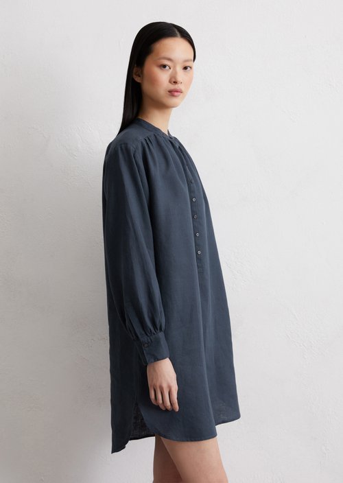 Relaxed linen dress — Dark blue