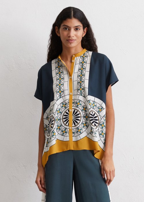 Relaxed sleeveless print blouse — MM46