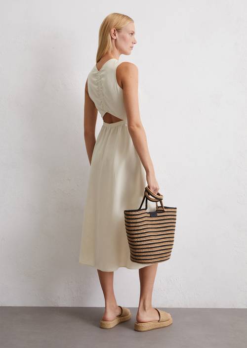 beige cut out midi dress Champagne Rhinestone Mesh Cut Out Midi Dress self-portrait-US
