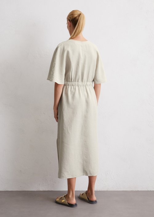 Linen dress flared — Beige